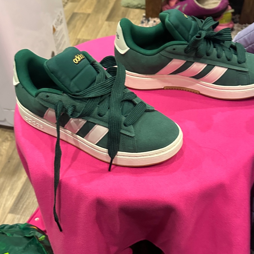 Adidas Forest Green and White Sneakers